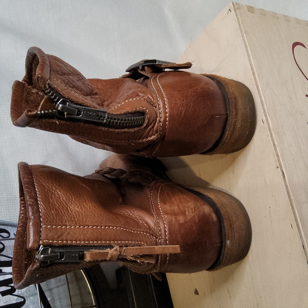 Blackstone brandy luggage leather pull on booties made in Indonesia 39 8 8.5 - Picture 4 of 6